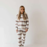 Woodland Stripe | Women's Knit Pant Set Milk & Baby