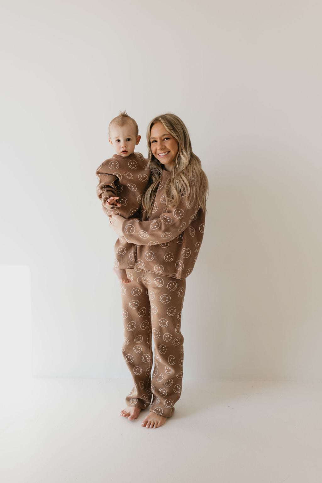 Just Smile Tan | Women's Knit Pant Set Milk & Baby