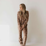 Just Smile Tan | Women's Knit Pant Set Milk & Baby