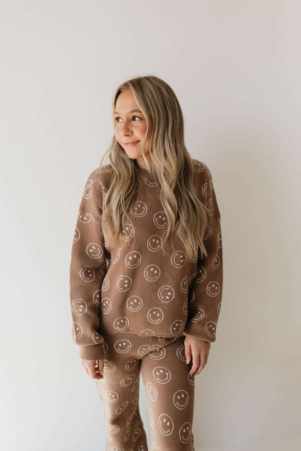 Just Smile Tan | Women's Knit Pant Set Milk & Baby