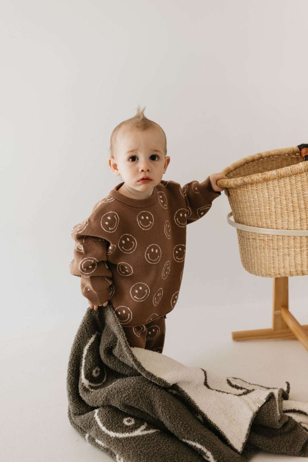 Just Smile Tan | Knit Baby Pant Set Milk & Baby