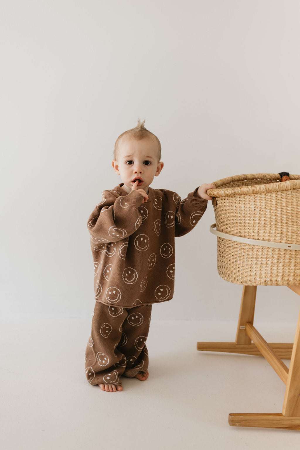 Just Smile Tan | Knit Baby Pant Set Milk & Baby