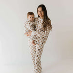 Into the Woods Checkerboard | Knit Pant Set Milk & Baby