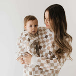 Into the Woods Checkerboard | Knit Pant Set Milk & Baby