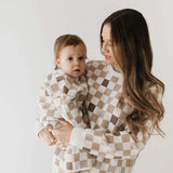 Into the Woods Checkerboard | Women's Knit Pant Set Milk & Baby