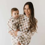 Into the Woods Checkerboard | Women's Knit Pant Set Milk & Baby