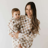 Into the Woods Checkerboard | Women's Knit Pant Set Milk & Baby