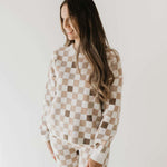 Into the Woods Checkerboard | Women's Knit Pant Set Milk & Baby