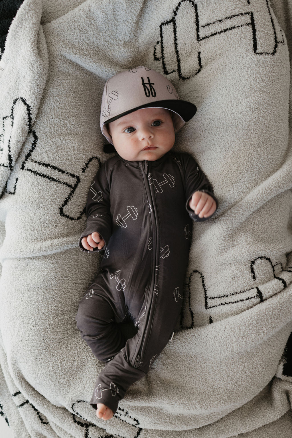 Charcoal Arm Day | Bamboo Zip Pajamas | Milk & Baby