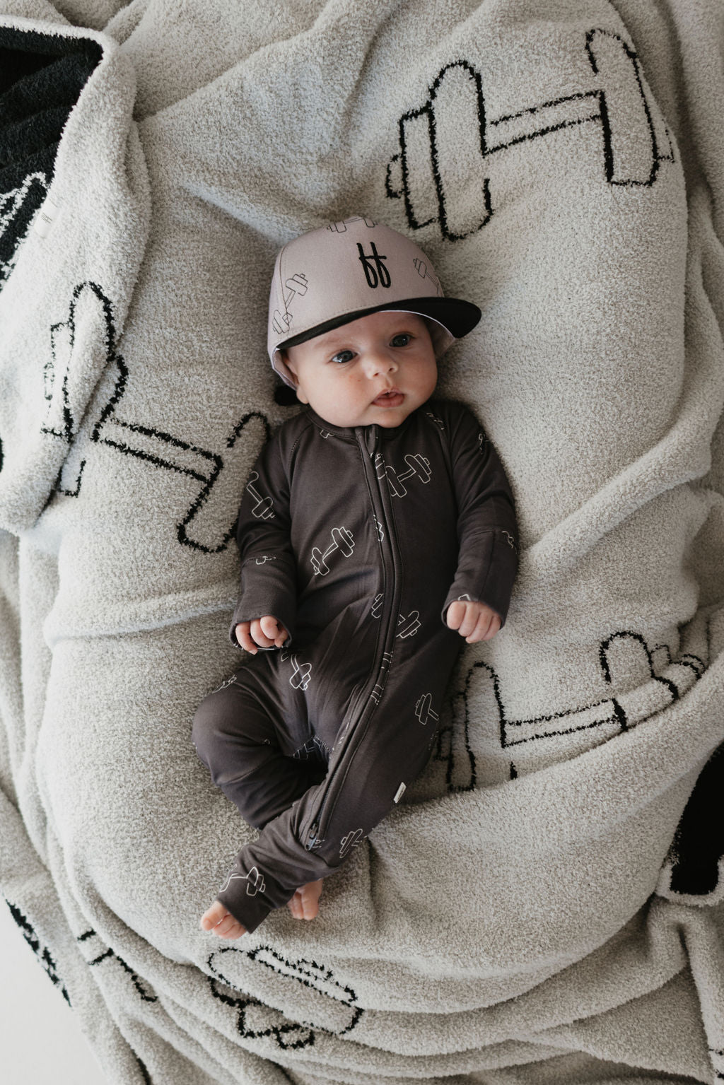 Charcoal Arm Day | Bamboo Zip Pajamas | Milk & Baby