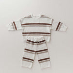 Woodland Stripe | Baby Knit Pant Set Milk & Baby