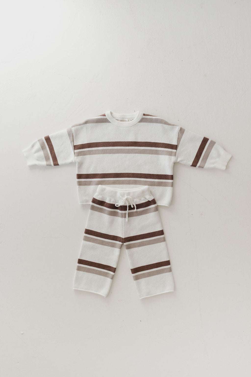 Woodland Stripe | Baby Knit Pant Set Milk & Baby