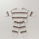 Woodland Stripe | Baby Knit Pant Set Milk & Baby