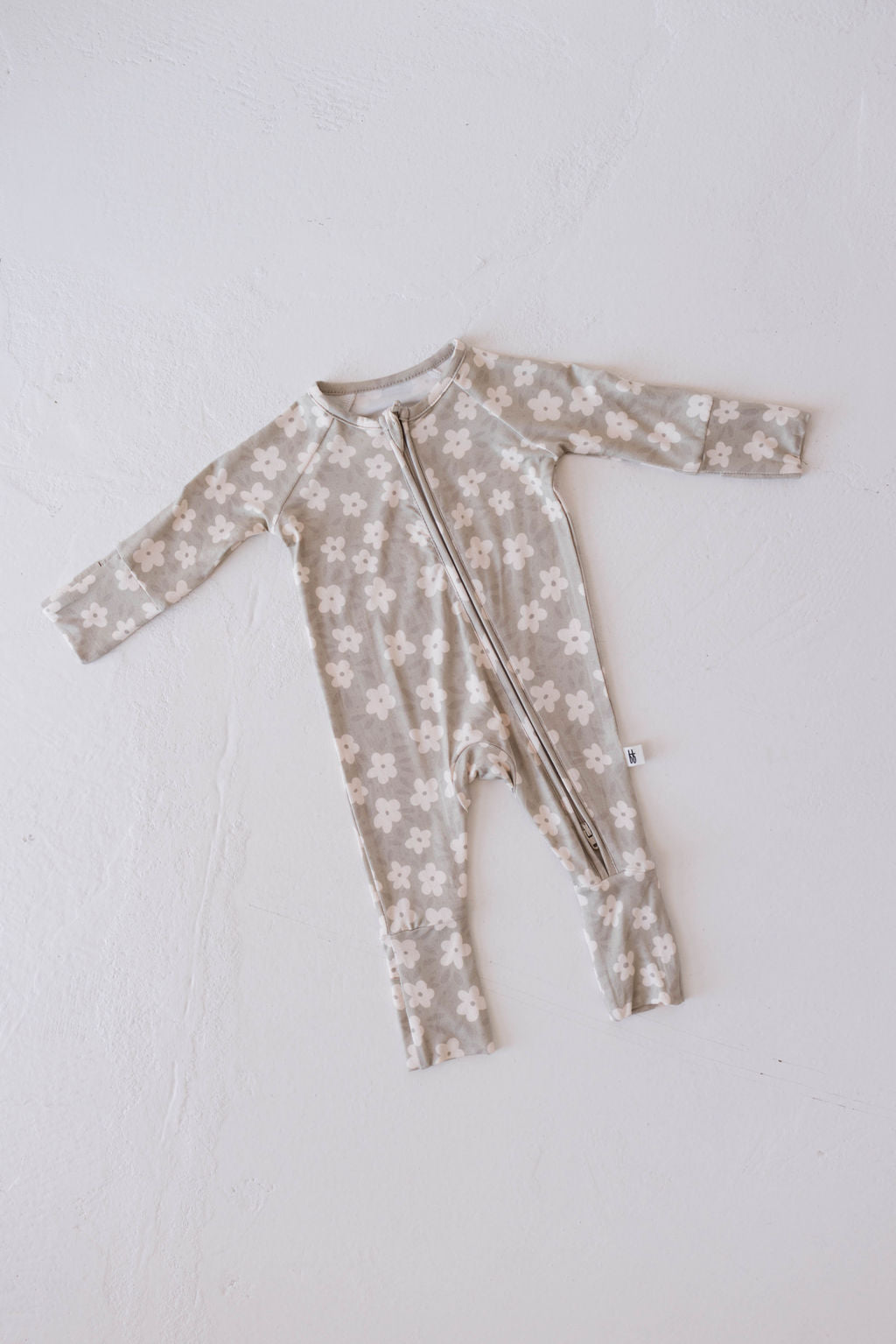 French Gray Floral | Bamboo Zip Pajamas | Milk & Baby