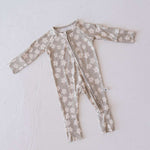 French Gray Floral | Bamboo Zip Pajamas Milk & Baby