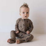 Brown & Black Lightning Bolt | Bamboo Zip Pajamas Milk & Baby