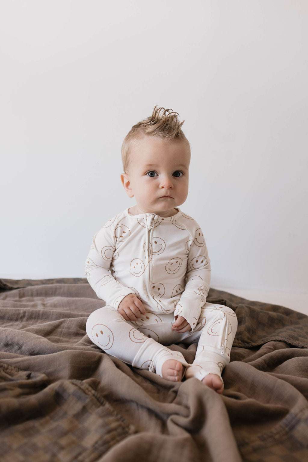 Just Smile | Bamboo Zip Pajamas Milk & Baby