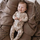 French Gray Floral | Bamboo Zip Pajamas | Milk & Baby