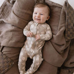 French Gray Floral | Bamboo Zip Pajamas Milk & Baby