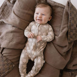 French Gray Floral | Bamboo Zip Pajamas Milk & Baby