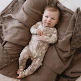 French Gray Floral | Bamboo Zip Pajamas | Milk & Baby