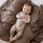 French Gray Floral | Bamboo Zip Pajamas Milk & Baby