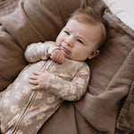 French Gray Floral | Bamboo Zip Pajamas Milk & Baby