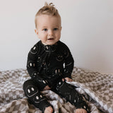 Bamboo Zip Pajamas | Charcoal & White ff Smile