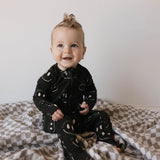 Bamboo Zip Pajamas | Charcoal & White ff Smile