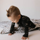 Bamboo Zip Pajamas | Charcoal & White ff Smile