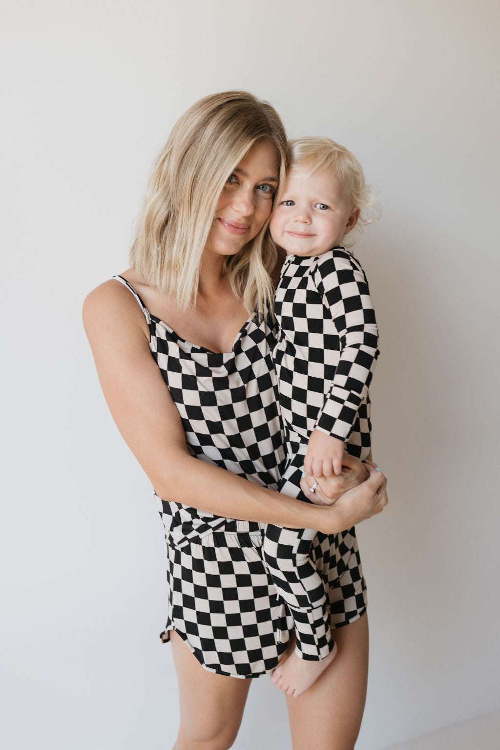 Black Checkerboard | Bamboo Zip Pajamas | Milk & Baby