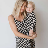 Black Checkerboard | Bamboo Zip Pajamas | Milk & Baby