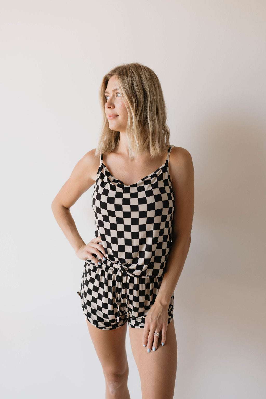 Black Checkerboard | Cami Women's Bamboo Set Milk & Baby