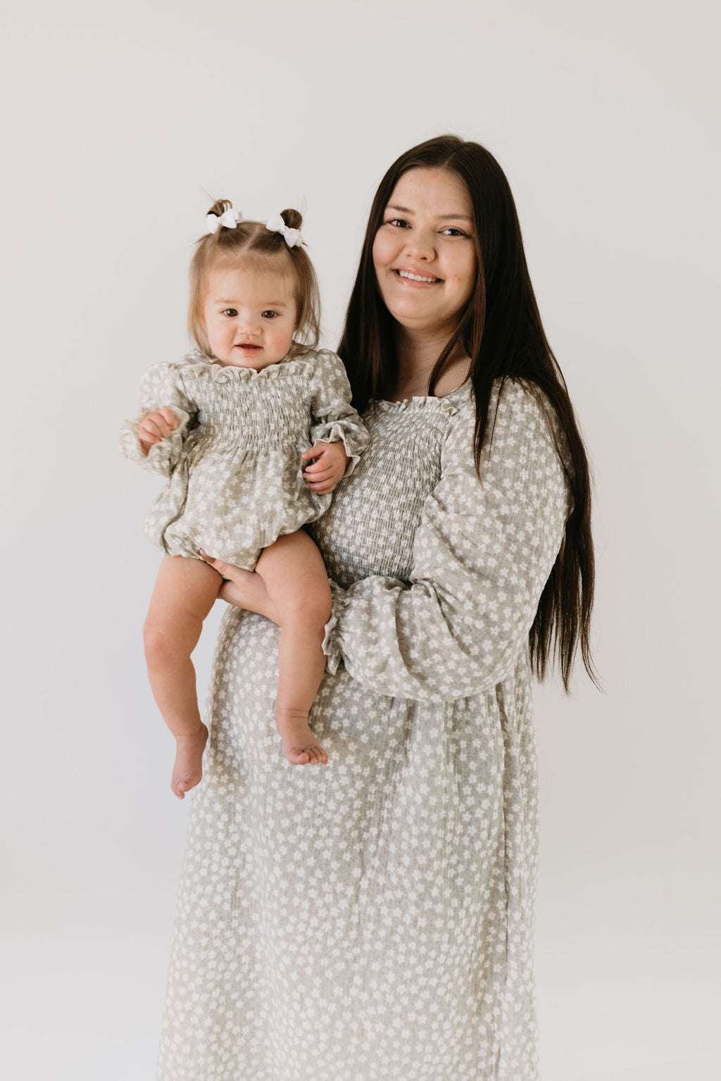 French Gray Floral Dress Milk & Baby