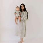 French Gray Floral | Ruffle Romper Milk & Baby