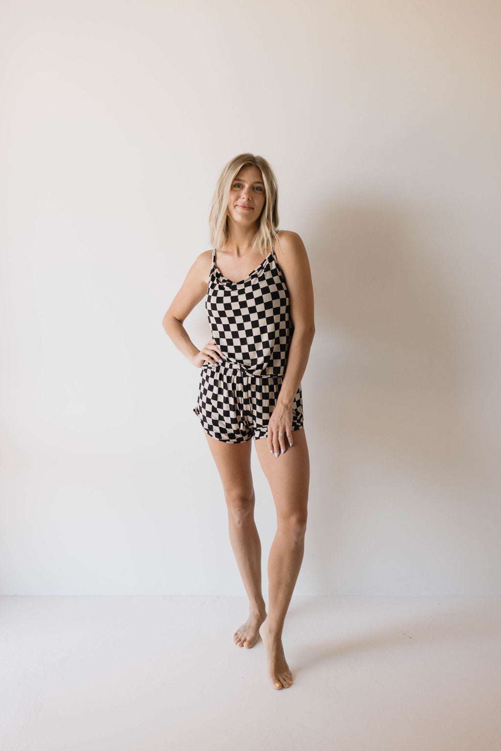 Black Checkerboard | Cami Women's Bamboo Set Milk & Baby