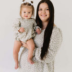 French Gray Floral | Ruffle Romper Milk & Baby