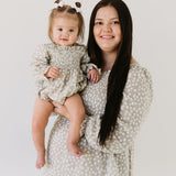 French Gray Floral | Ruffle Romper | Milk & Baby