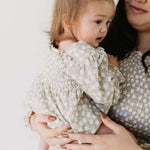 French Gray Floral | Ruffle Romper Milk & Baby