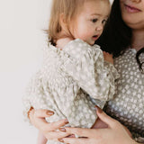 French Gray Floral | Ruffle Romper Milk & Baby