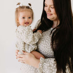 French Gray Floral | Ruffle Romper Milk & Baby