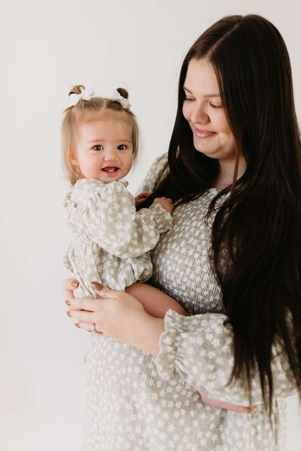 French Gray Floral | Ruffle Romper Milk & Baby