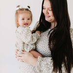 French Gray Floral | Ruffle Romper Milk & Baby