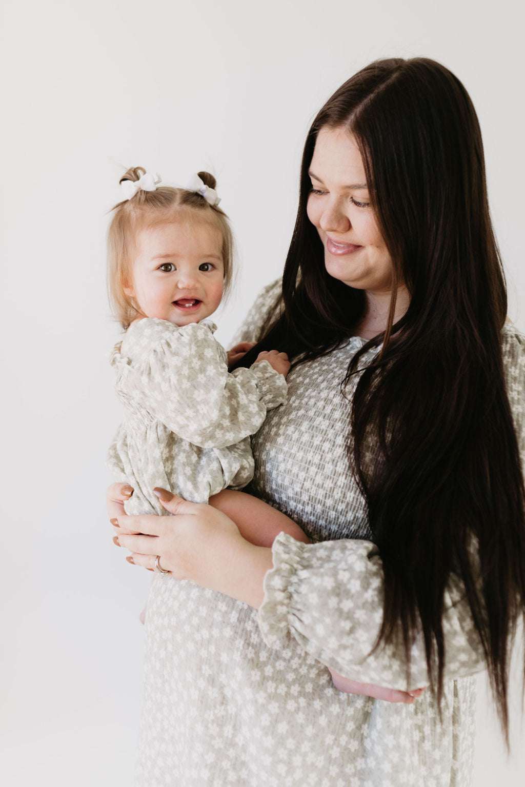 French Gray Floral | Ruffle Romper Milk & Baby