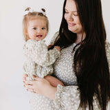 French Gray Floral | Ruffle Romper Milk & Baby