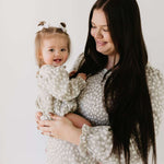 French Gray Floral | Ruffle Romper Milk & Baby