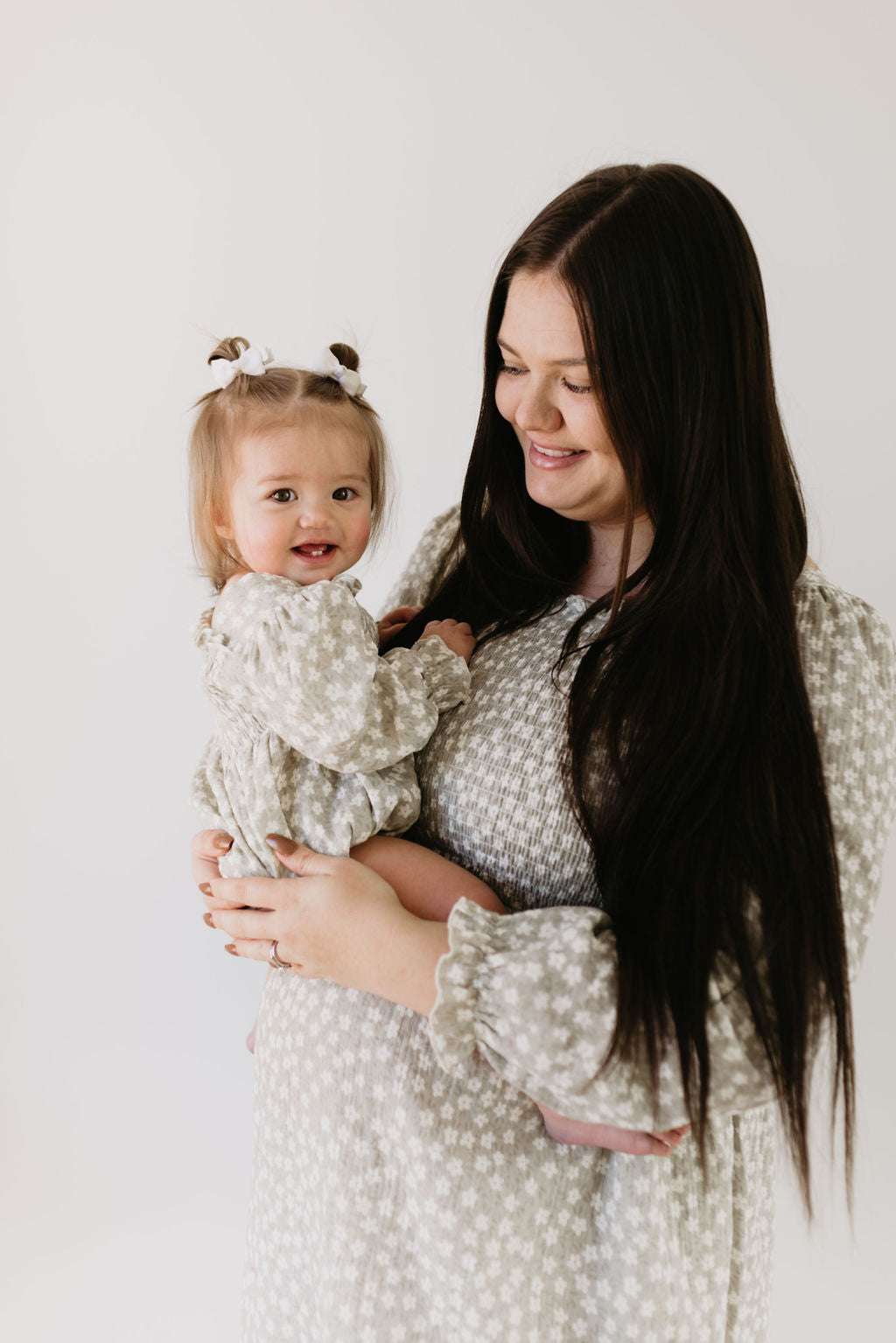 French Gray Floral | Ruffle Romper Milk & Baby