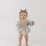 French Gray Floral | Ruffle Romper | Milk & Baby