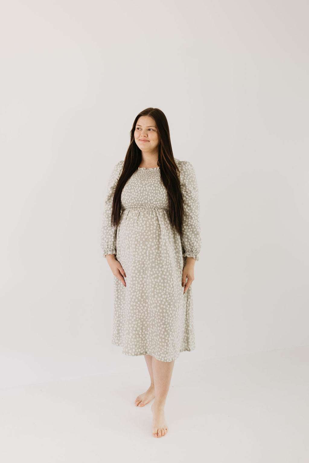 French Gray Floral Dress Milk & Baby