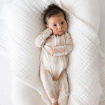 Candy Stripe | Bamboo Zip Pajamas Milk & Baby